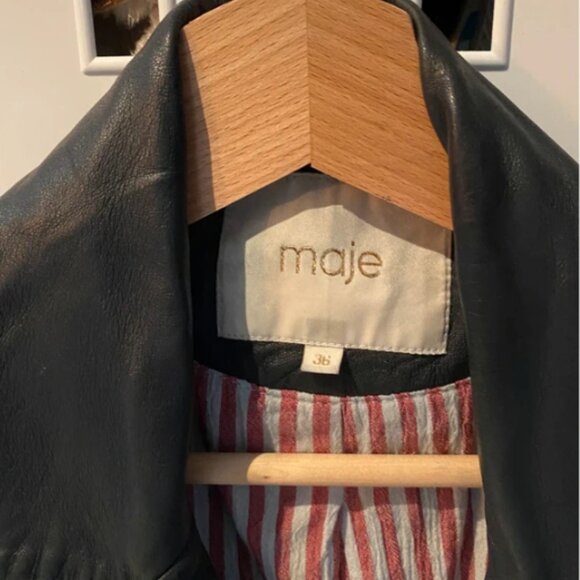 Maje “Bastille” Leather Jacket – Navy Blue – Size FR 36 / US 4 (S) - Picture 5 of 8